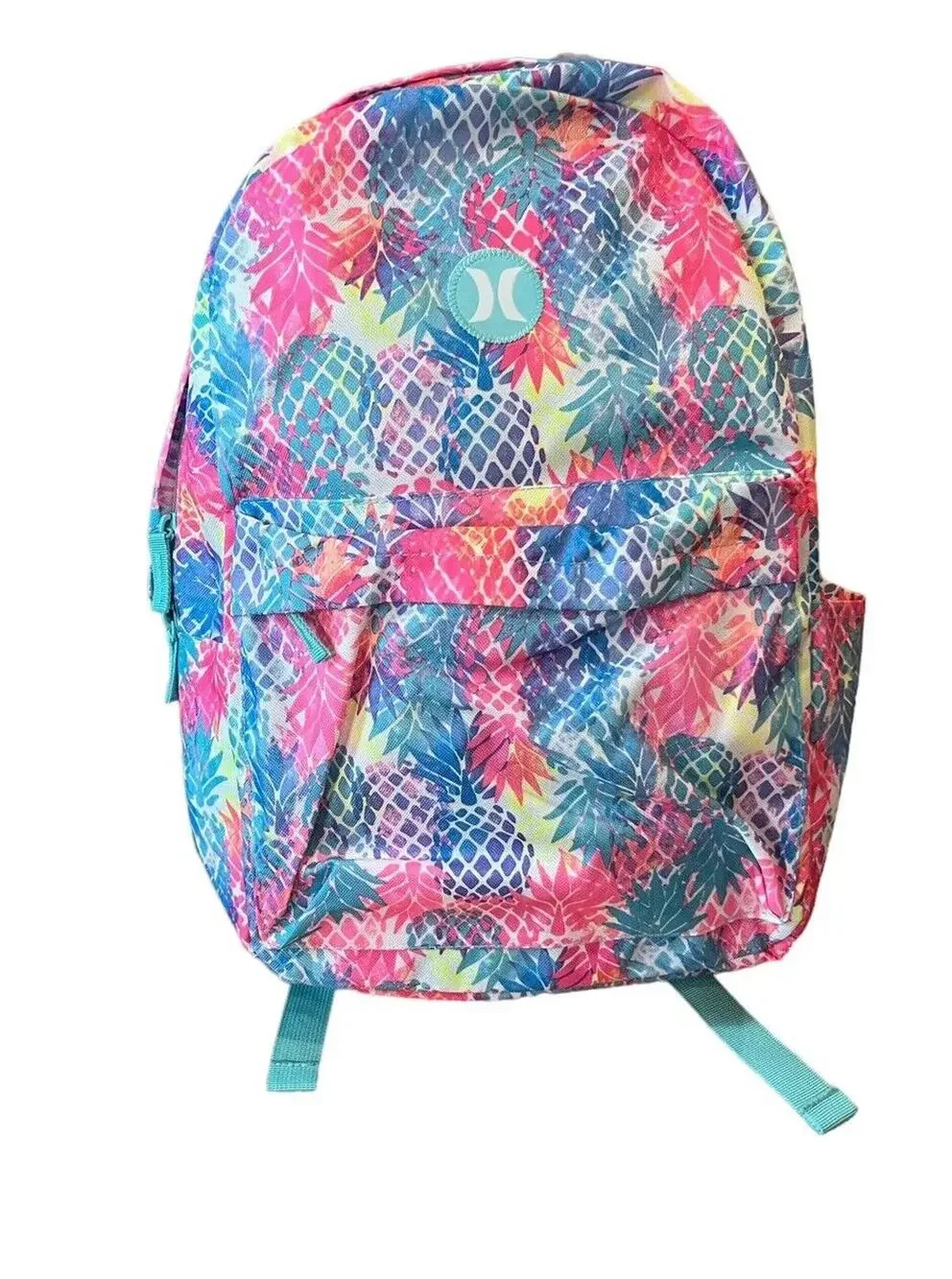 Hurley Printed Pineapple Backpack - EUC Lots If Pockets Tropical Adjustable